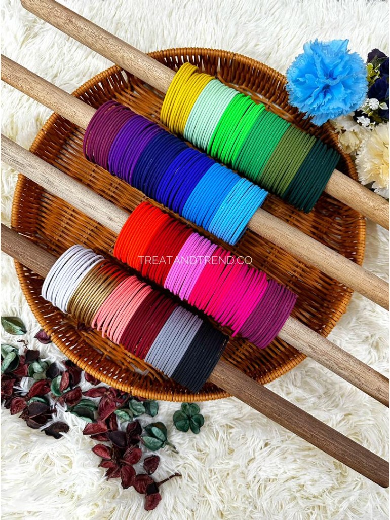 24 SET PLAIN MATTE METAL BANGLES