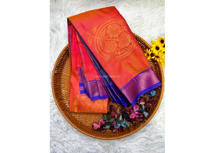 SOFT SILK - ORANGE MIX PURPLE BORDER