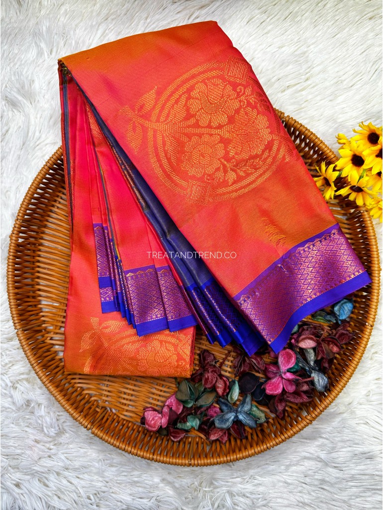 SOFT SILK - ORANGE MIX PURPLE BORDER