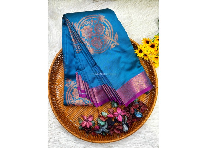 SOFT SILK - TURQUOISE MIX PURPLE BORDER