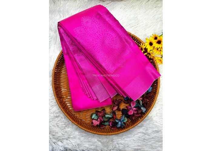 SOFT SILK - PINK MIX SILVER ZARI