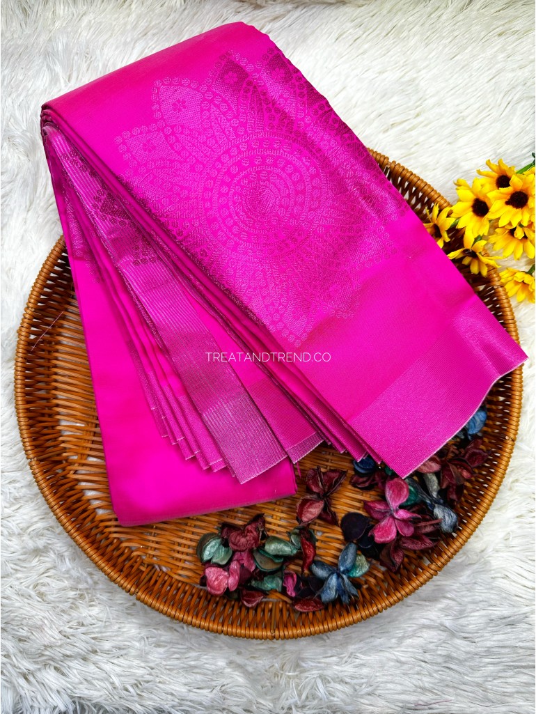 SOFT SILK - PINK MIX SILVER ZARI SOFT SILK - PINK MIX SILVER ZARI