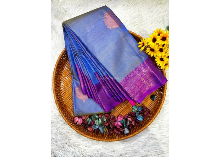 SOFT SILK - BLUISH GREY MIX PURLE BORDER 2