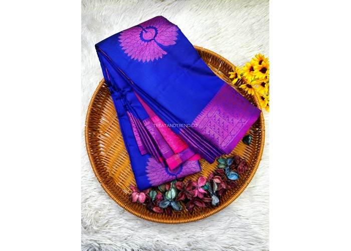 SOFT SILK - BLUE MIX PINK BORDER 2