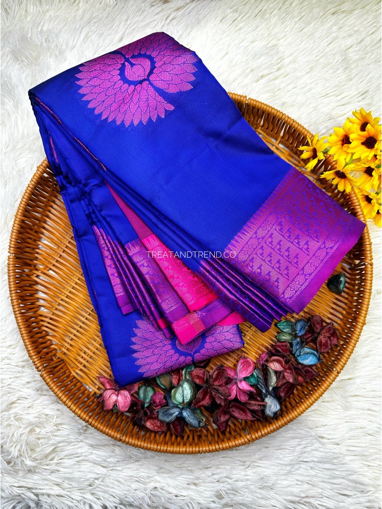 SOFT SILK - BLUE MIX PINK BORDER 2