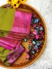 SOFT SILK - MUD GREEN MIX PURLE ZARI 