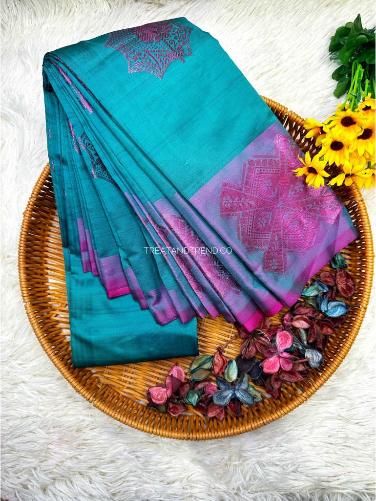 SOFT SILK - SKY BLUE MIX PURPLE ZARI SOFT SILK - SKY BLUE MIX PURPLE ZARI