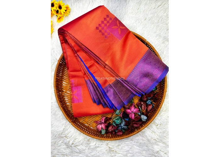SOFT SILK - ORANGE MIX PURPLE BORDER 2