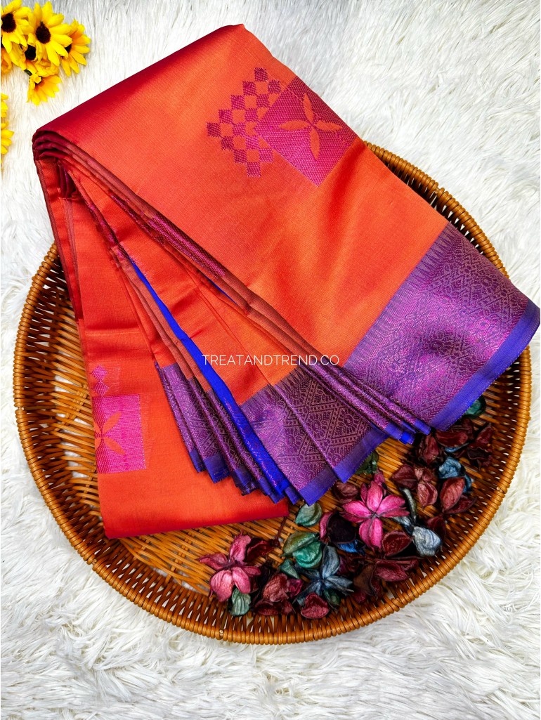 SOFT SILK - ORANGE MIX PURPLE BORDER 2